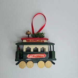 VTG Christmas Wooden San Francisco Powell & Market street car Ornament